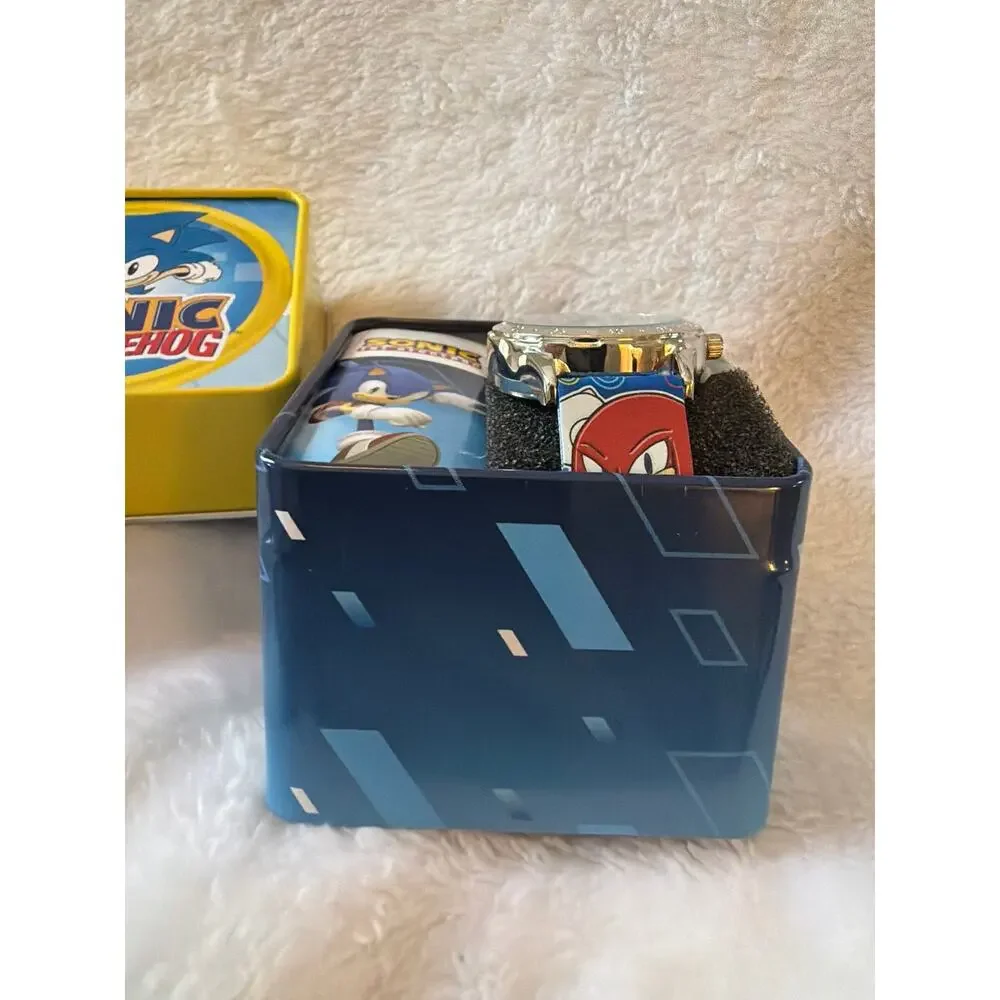 SEGA Sonic The Hedgehog Kids Wrist Watch Lighted Blue Band w/ Tin Accutime NEW